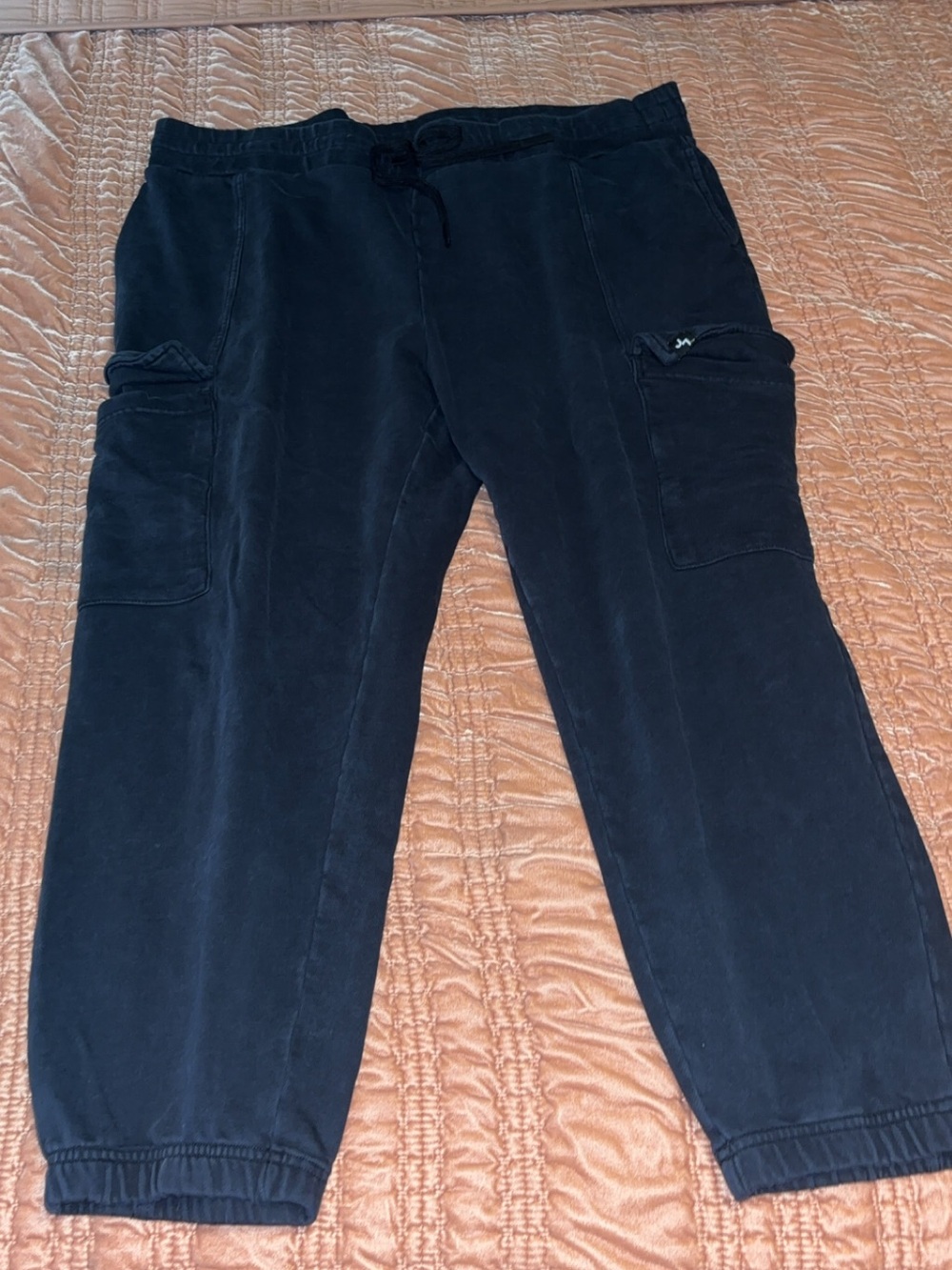 Womens Black Cargo Jogger Pants - Casual Elastic Waist